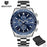 New 2021 Men Silver Blue Watch Business Analog Chronogragh Full Steel Luxury Casual Male Waterproof Sports Design Watches