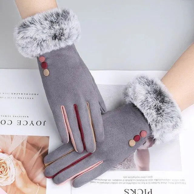 Red Winter Warm One Size Touch Screen Glove Female Fur Thick Driving Comfortable Gloves For Autumn - STEVVEX Fashion - 717, autumn gloves, black gloves, colorful gloves, comfortable gloves, cute gloves, driving gloves, elegant gloves, fashionable gloves, female gloves, glove, gloves, red gloves, touch screen gloves, warm gloves, winter gloves, women gloves - Stevvex.com