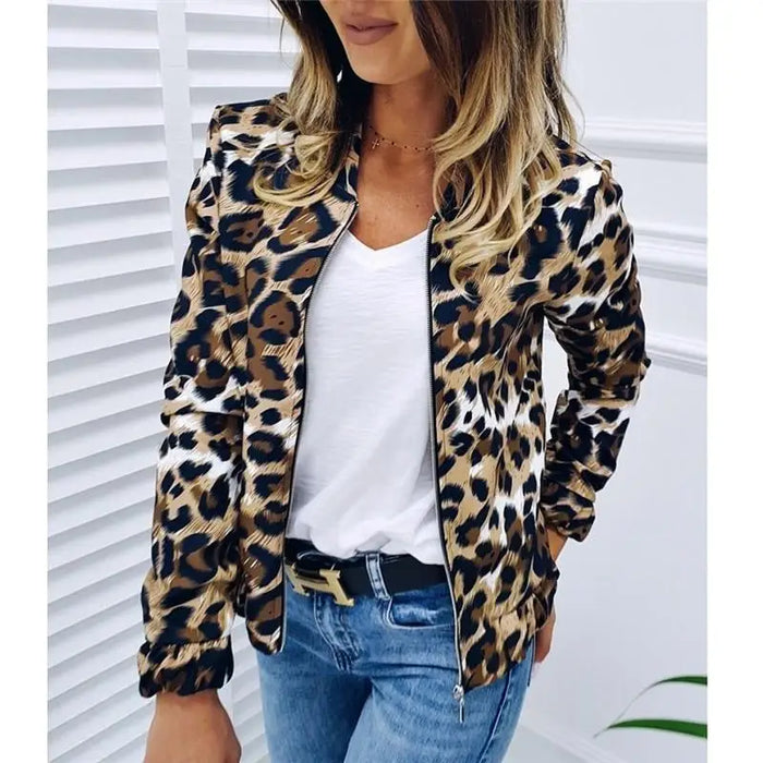 Sizzling Stylish Women’s Long Sleeve Jacket Sweater Top Ladies Casual Leopard Print Cardigan Zipper Short Outwear