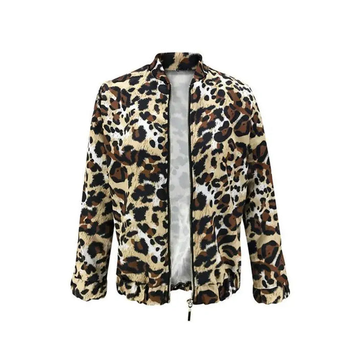 Sizzling Stylish Women’s Long Sleeve Jacket Sweater Top Ladies Casual Leopard Print Cardigan Zipper Short Outwear