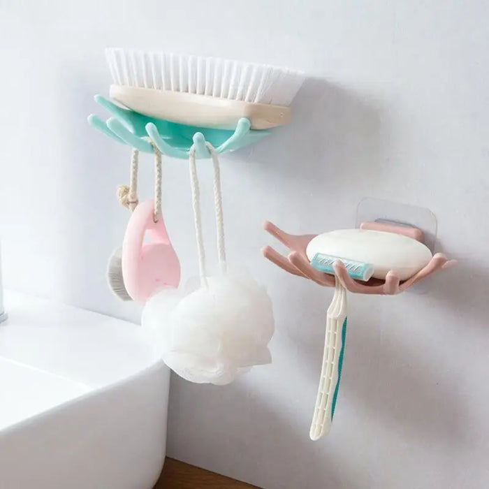 Soap Holder Bathroom Shower Dish Plates Storage Box With Drain Wall Mounted Self Adhesive Plastic Supplies Bathroom