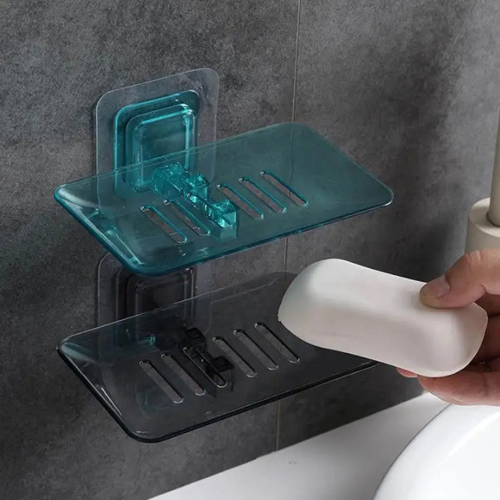 Soap Rack No Drilling Wall Mounted Double Layer Soap Holder Soap Sponge Dish Bathroom Accessories Soap Dishes Self