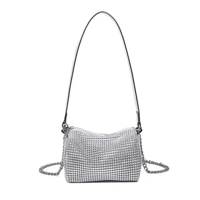 Sparkling Rhinestone Bag For Females Mini Portable Hand Bag Diamond Messenger Bag Fashionable Zipper Feminina Evening