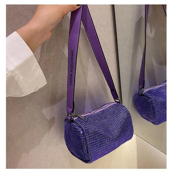 Sparkling Rhinestone Bag For Females Mini Portable Hand Bag Diamond Messenger Bag Fashionable Zipper Feminina Evening