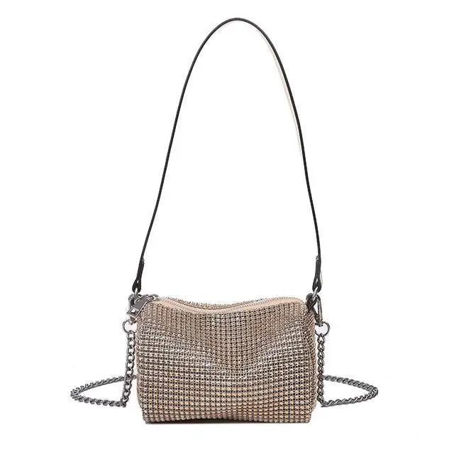 Sparkling Rhinestone Bag For Females Mini Portable Hand Bag Diamond Messenger Bag Fashionable Zipper Feminina Evening