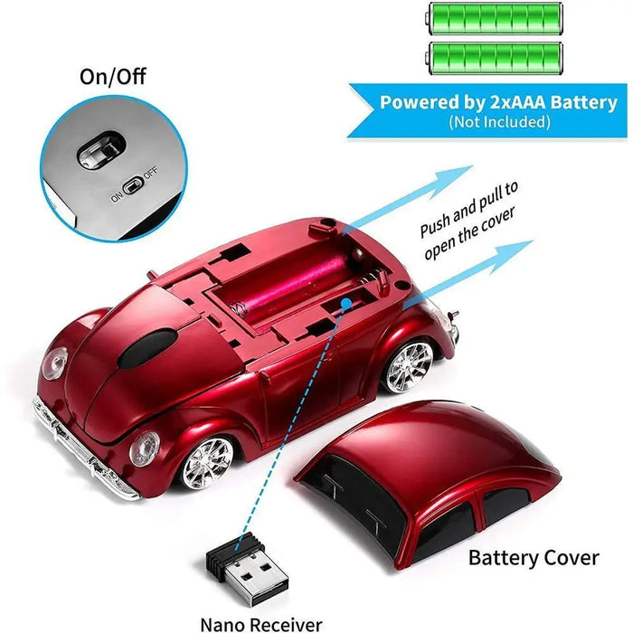 Stylish 2.4G Wireless Mouse Car Shape Computer USB Mice 1200DPI Office Mouse Unique 3D Sports Car Design Gamer Mouse