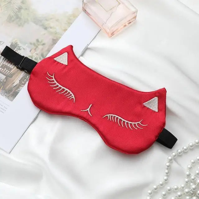 Stylish Cat Eye And Ear Design Pure Silk Double - side Shading Eyeshade Sleeping Eye Mask Blindfolds Eyeshade Health