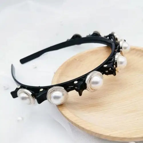 Stylish Pearl Rhinestone Braider Hair Band Weave Head Hoop Styling Tool Beaded Hair Headbands Fashion Double Bangs