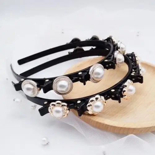 Stylish Pearl Rhinestone Braider Hair Band Weave Head Hoop Styling Tool Beaded Hair Headbands Fashion Double Bangs