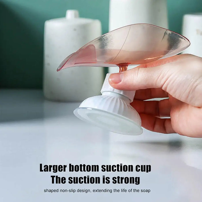 Suction Cup Soap Dish Holder Leaf - Shape Self - Draining Soap Saver Box Not Punched for Shower Bathroom Kitchen Soap