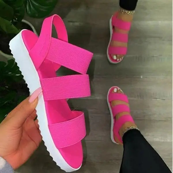 Summer Elastic Womens Sandals Solid Colorful Beach Soft Modern Stylish Women Sandals - ALLURELATION - 502, Black Sandals, Elastic Sandals, Elegant Sandals, Mesh Sandals, New Style, Non Slip Sandals, Sandals, Short Heels Sandals, Sport Sandals, Strong Sandals, Stylish Sandals, Women Sandals, Womens Sandals - Stevvex.com