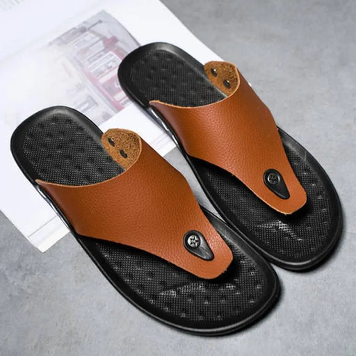 Summer Modern Design Men Flip - Flops For Beach Slippers Classic Brown Sandals Comfortable Casual Beach Outdoor