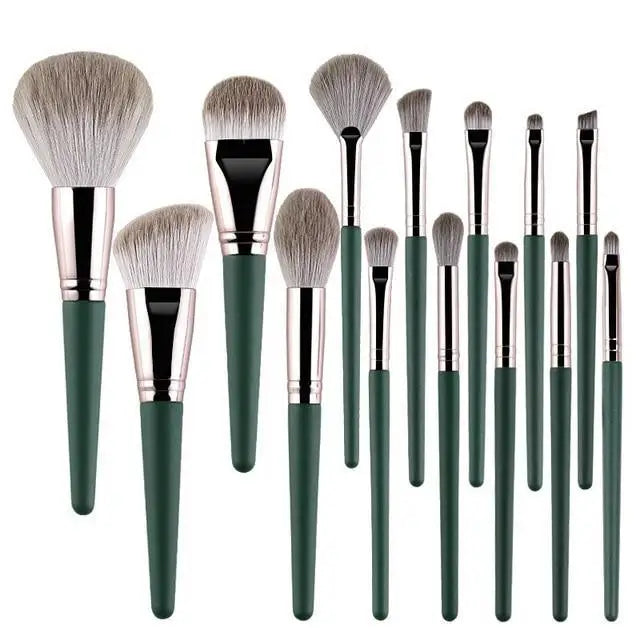 Super Quality 14Pcs Makeup Brushes Set Cosmetic Foundation Powder Blush Eye Shadow Lip Blend Wooden Make Up Brush Tool