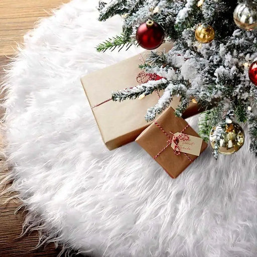 Top Quality White Christmas Tree Skirt Plush Faux Fur Xmas Tree Carpet Merry Christmas Tree Decorations Ornament New