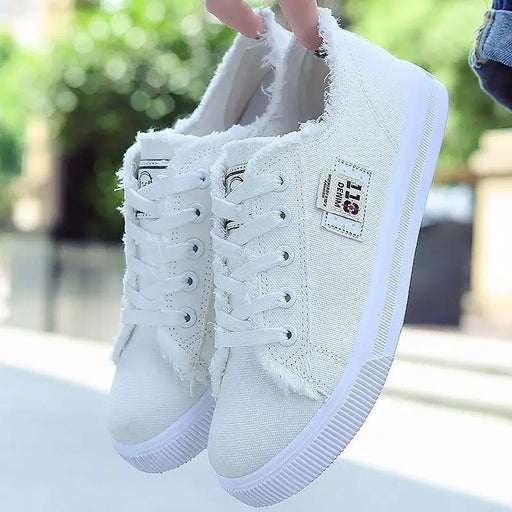 White Canvas Womens Sneakers Casual Fashion Denim Summer Elegant Women Sneakers - ALLURELATION - 502, Canvas Sneakers, Casual Sneakers, Elegant Sneakers, Fashion Sneakers, Girls Sneakers, Luxury Sneakers, Shoes, Sneakers, Summer Sneakers, White Sneakers, Women Shoes, Women Sneakers, Womens Sneakers - Stevvex.com