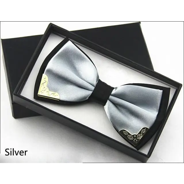 White Men Elegant Polyester Butterfly Bowtie Metal Corners Wedding Bowtie Party Bow Ties - STEVVEX Fashion - 712, bowtie, bowtie for men, bowties, boys bowtie, butterfly bowtie, casual bowtie, classic bowtie, double layer bowtie, elegant bowtie, fashion bowtie, fashionable bowtie, mens bowtie, metal corner bowtie, metal edges bowtie, modern bowtie, new design bowtie, party bowtie, printed bowtie, retro bowtie, stylish bowtie, trendy bowtie, unique bowtie, vintage bowtie, wedding bowtie - Stevvex.com