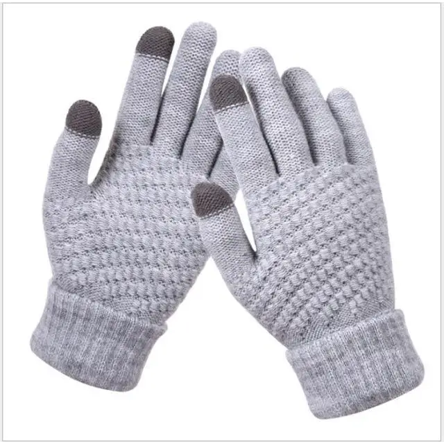 Women Winter Touch Screen Gloves 2021 Thicken Warm Knitted Stretch Gloves  For Winter Wool Full Finger Outdoor Skiing Gloves - Treko - 2021 trends, birthday gifts, breathable gloves, comfortable gloves, fashion 2021, fashionable gloves, gloves for winter, gloves for women, new trend 2021, stylish gloves, trends 2021, trendy gloves, winter, winter clothes, winter gloves- Stevvex.com