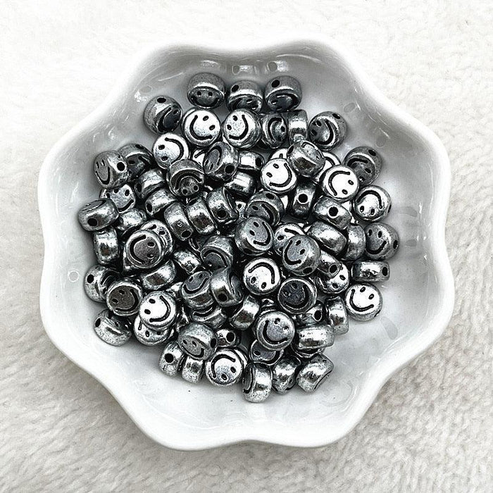 100-400pcs 7x4mm Oval Shape Smiling Face Acrylic Loose Spacer Beads for Jewelry Making Handmade Bracelet Accessories Smiley Letter Beads for Jewelry Making Bracelet Necklace