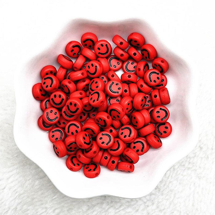 100-400pcs 7x4mm Oval Shape Smiling Face Acrylic Loose Spacer Beads for Jewelry Making Handmade Bracelet Accessories Smiley Letter Beads for Jewelry Making Bracelet Necklace