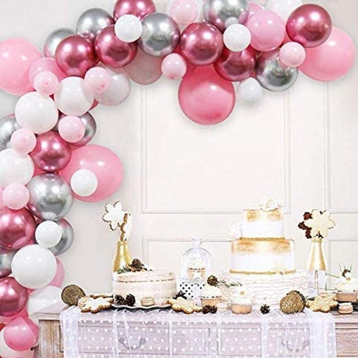 108 pcs Pink White Metallic Garland Arch Balloon Kit For Bridal Shower Wedding Decors Party Decoration For Birthday - STEVVEX Balloons - 108PCS BALLOONS, 90, anniversery balloons, attractive balloons, attractive party balloons, attractive pink balloons, attractive white gold balloons, Baby Balloons, baby shower balloons, balloon, balloons, pink themed balloons, pink themed party balloons - Stevvex.com