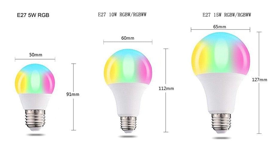 110V 220V Bluetooth E27 RGBW LED Bulb Lights 5W 10W 15W RGB Lampada Changeable Colorful RGBWW LED Lamp With Remote+Memory Mode  Smart Light Bulbs, RGBCW Color Changing Light Bulb Dimmable, 7W A19 led Bulb 60W Equivalent, Smart Bulbs That Work