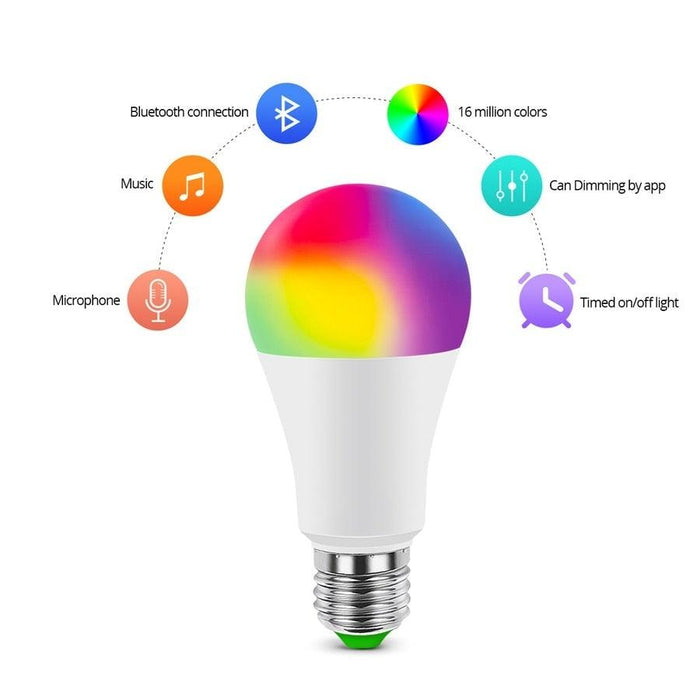 110V 220V Bluetooth E27 RGBW LED Bulb Lights 5W 10W 15W RGB Lampada Changeable Colorful RGBWW LED Lamp With Remote+Memory Mode  Smart Light Bulbs, RGBCW Color Changing Light Bulb Dimmable, 7W A19 led Bulb 60W Equivalent, Smart Bulbs That Work