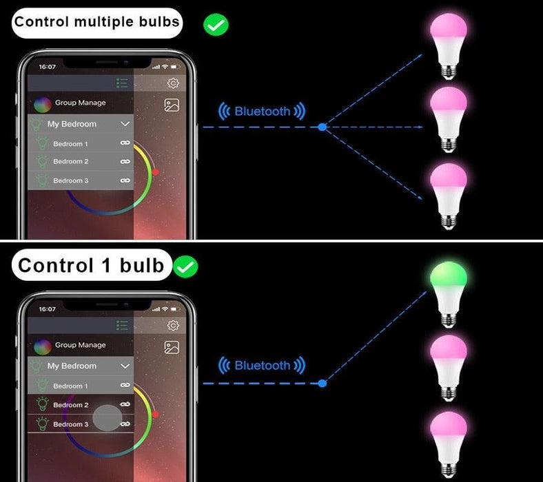 110V 220V Bluetooth E27 RGBW LED Bulb Lights 5W 10W 15W RGB Lampada Changeable Colorful RGBWW LED Lamp With Remote+Memory Mode  Smart Light Bulbs, RGBCW Color Changing Light Bulb Dimmable, 7W A19 led Bulb 60W Equivalent, Smart Bulbs That Work