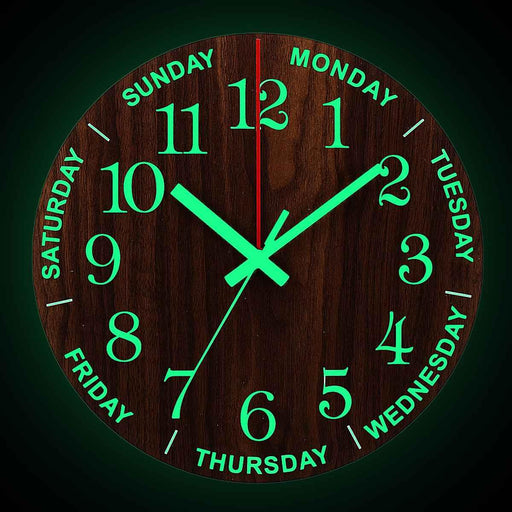 12 Inch Luminous Wall Clock Wall Clock Luminous Wall Clock Wood Silent Light in Dark Night Nordic Fashion Wall Clock Non Ticking Clock with Night Light Wood Silent light in dark night Nordic Fashion Wall Clock Non Ticking Clock With Night Light