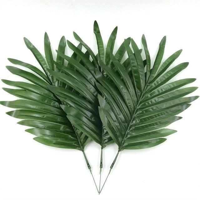 12Pcs 2Kind Large Artificial Fake Monstera Palm Leaves Green Plastic Leaf Wedding Decoration Cheap Flowers Leaves Home Decor