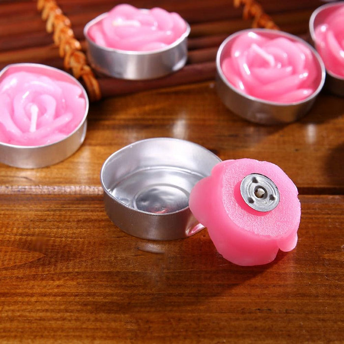 12PCS/set Blinking Aromatherapy Smokeless Valentine's Day Delicate Boxed Rose Romantic Marriage Proposal Candles Rose Tea light Candles Handmade Delicate Rose Flower Candles For Valentine Day Party Wedding Spa Home Decoration Gifts Decoration