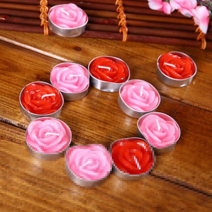 12PCS/set Blinking Aromatherapy Smokeless Valentine's Day Delicate Boxed Rose Romantic Marriage Proposal Candles Rose Tea light Candles Handmade Delicate Rose Flower Candles For Valentine Day Party Wedding Spa Home Decoration Gifts Decoration