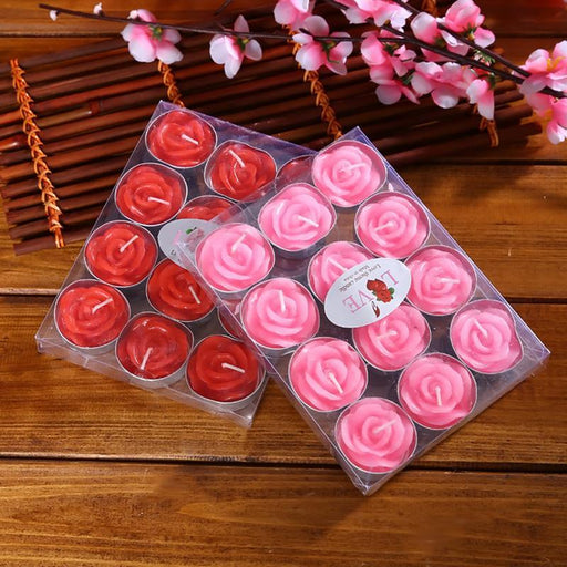 12PCS/set Blinking Aromatherapy Smokeless Valentine's Day Delicate Boxed Rose Romantic Marriage Proposal Candles Rose Tea light Candles Handmade Delicate Rose Flower Candles For Valentine Day Party Wedding Spa Home Decoration Gifts Decoration