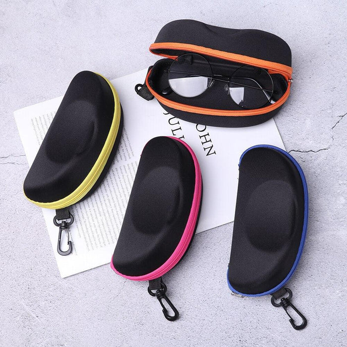 1PC Portable Carabiner EVA Eye Glasses Sunglasses Hard Case Zipper Eyeglasses Protector Box Holder Zipper Protect Case With Clip Fit For Safety Glasses 3D Glasses And Reading Glasses