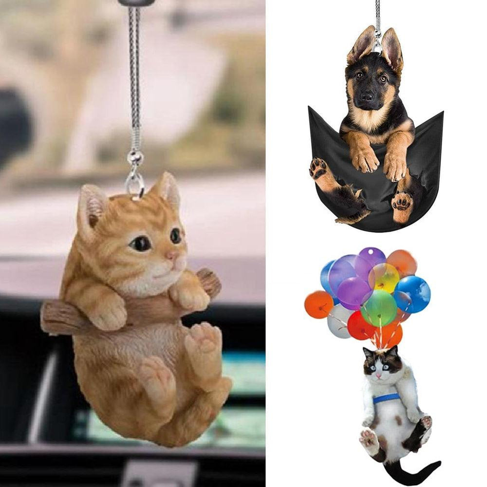 2D Cute Cat Puppy Car Hanging Kitten Dog Simulation Model Creative Car Interior Decor Animal Acrylic Pendant Kid Toy Gift Dog Car Hanging Ornament for Cat Lover Cat Car Hanging Ornament with Colorful Cute Cat Girl Car Interior Hanging