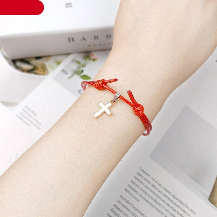 2PCS Charm Couple Bracelet Minimalism Adjustable Handmade Lucky Rope Charm Bracelets For Family Women Teens Girl Boy Best Friend Handmade Adjustable Strings Simple Bracelets