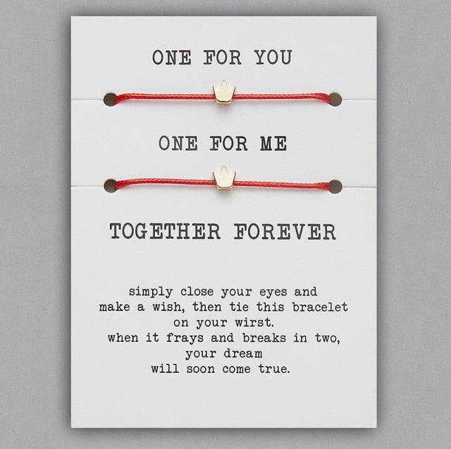 2pcs/set Together Forever Love Infinity 8 Charm Bracelet Red String Couple Bracelets Wish Jewelry Long Distance Matching Bracelets For Best Friend Mother Daughter 17-30cm