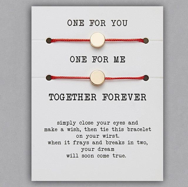 2pcs/set Together Forever Love Infinity 8 Charm Bracelet Red String Couple Bracelets Wish Jewelry Long Distance Matching Bracelets For Best Friend Mother Daughter 17-30cm