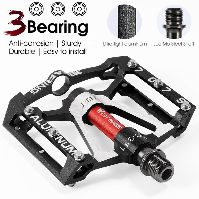 3 Bearings Bicycle Pedals Ultralight Anti-Slip Road Pedal Cycling Sealed Bearing Bike Pedals Accessories Bearings Pedals For Bicycle Lightweight Bicycle Pedals Of Road Bikes