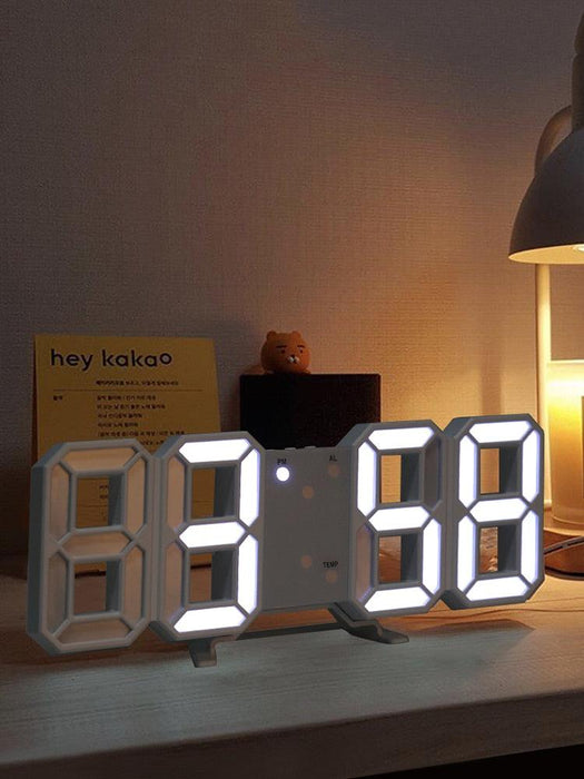 3D Large LED Digital Wall Clock 3D LED Wall Clock with Remote Control 12/24 H Time/Date Display Nightlight Alarm Clock Digital Clock Brightness to Adjust Temperature Date Time Celsius Nightlight Display Table Desktop Clocks Alarm Clock For Living Room