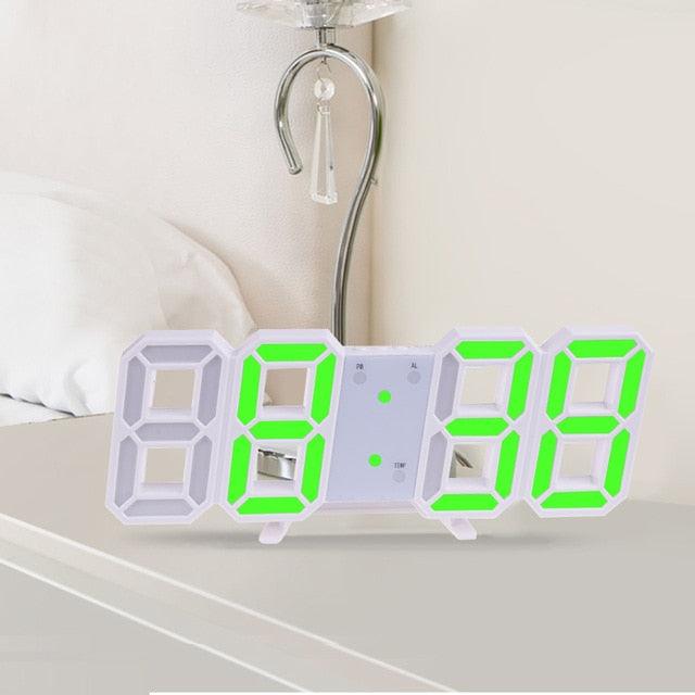 3D Large LED Digital Wall Clock Date Time Celsius Nightlight Display Table Desktop Clocks 3D Digital Alarm Clock Modern Design LED Wall Desk Clocks 12/24H Time /Date/ Temperature Display Nightlight /Brightness Adjustable/ Alarm Clock For Living Room