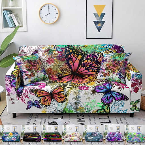 3D Printed Butterfly Slipcovers Sofa Cover for Living Room Sectional Couch Cover 2/3 Seater funda de sofá L Shape Sofa Need 2pcs Printed Sofa Cover - Animal Butterfly Anti-Slip Universal Stretch Sofa Protector Cover For Living Room Corner Sofa