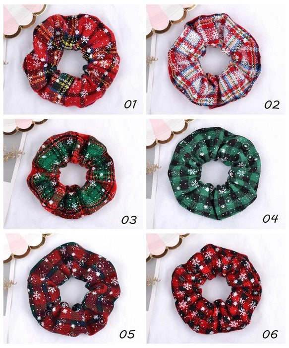 4.38 Inch Fashion Christmas Scrunchie Elastic New Handmade Head Bands Hair Rope Ponytail Holder Headdress Ponytail Holder Accessories for Women