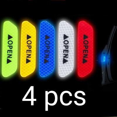 4PCS Car Accessories Car Stickers Reflective Warning Sticker Wheel Eyebrows Door Opening Sticker Diamond Wheel Reflective Strip Universal Door Open Reflective Warning Stickers Auto Open Sign Anti-Collision Safety Reflective Decal Tape