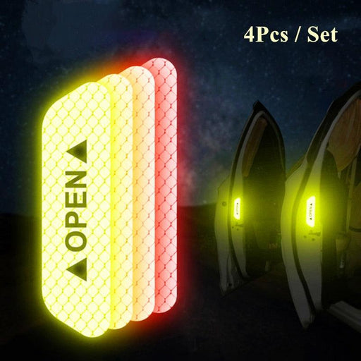 4Pcs/Set Car Door Stickers Car OPEN Reflective Tape Warning Mark Anti-Collision Universal Safety Reflective Open Notice Bicycle Car Door Stickers DIY Car Open Reflective Tape Warning Mark Reflective Open Notice Bicycle Accessories Car Decoration