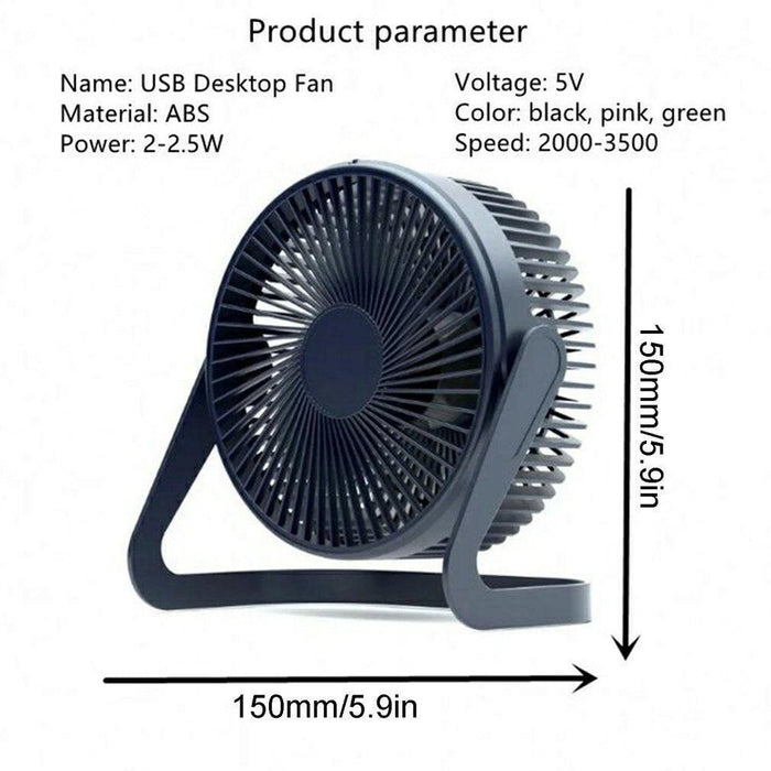 5 Inch USB Desktop Fan 360° Rotating Mini Adjustable Portable Electric Fan Summer Mute Air Cooler For Home Office Strong Wind Two Speed Modes Super Silent Mini Portable Desktop USB Cooler Cooling Fan