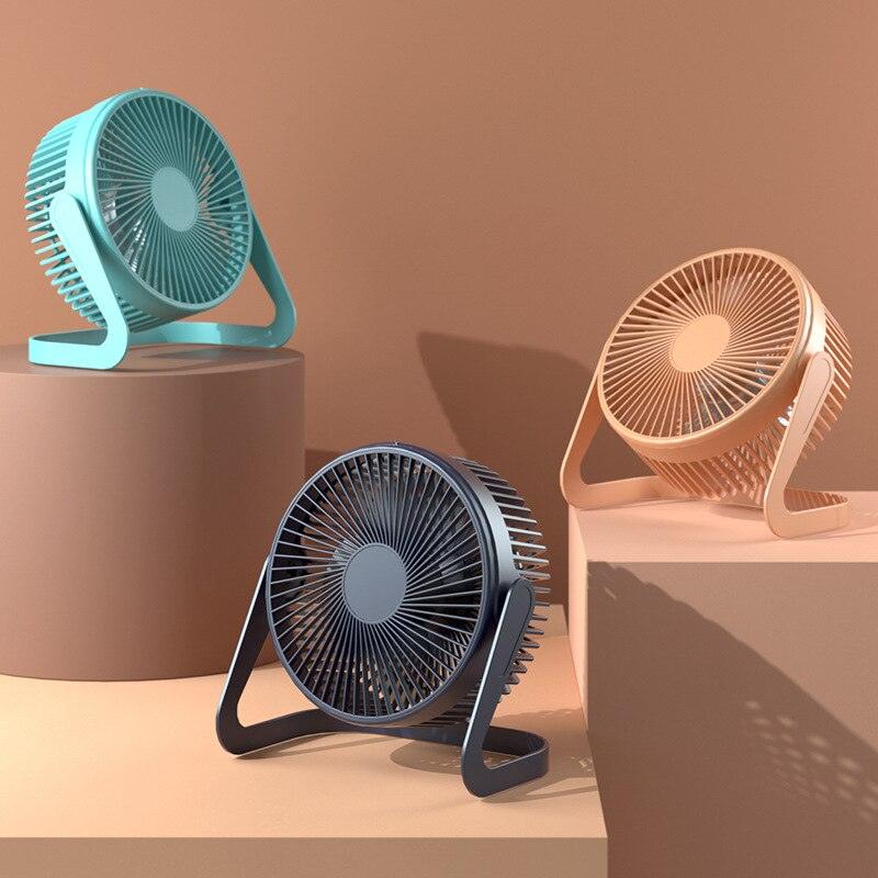 5 Inch USB Desktop Fan 360° Rotating Mini Adjustable Portable Electric Fan Summer Mute Air Cooler For Home Office Strong Wind Two Speed Modes Super Silent Mini Portable Desktop USB Cooler Cooling Fan