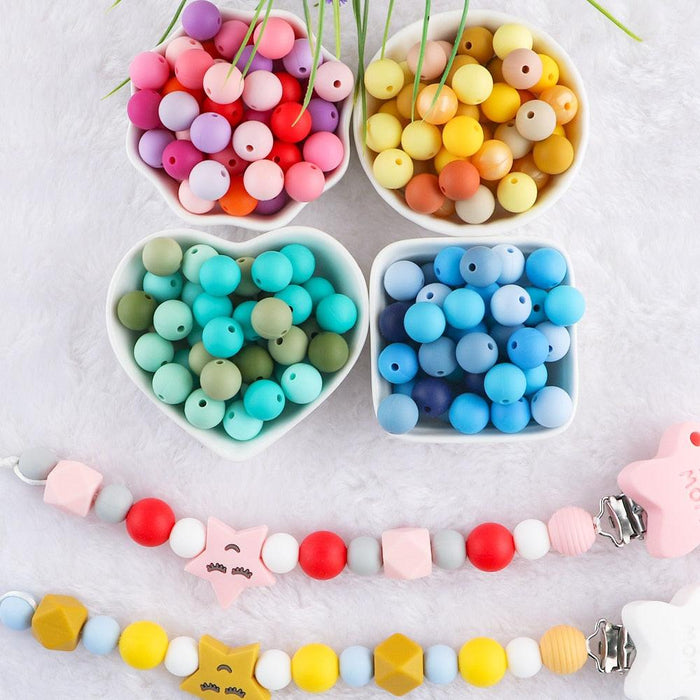 50pcs Silicone Beads 9/12/15mm Round Pearl Silicone Beads For Jewelry Making Bracelet Necklace Jewelry Accessories Silicone Round Beads Loose Pearl Beads