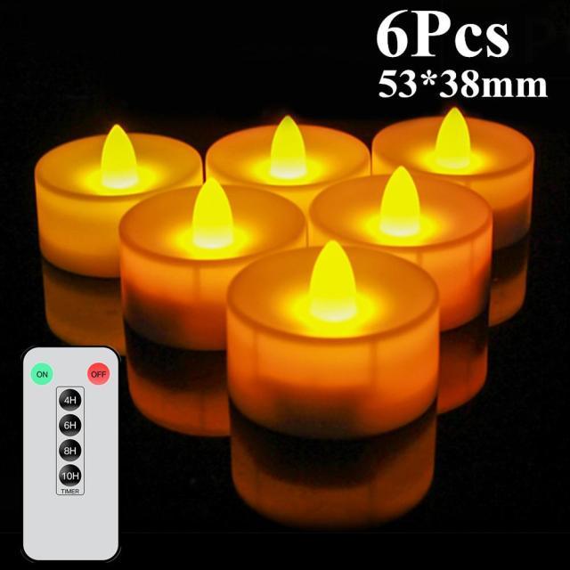 6/24Pcs Flameless LED Candles Electric Fake Candle Battery Operated LED Tea Lights in Warm White for Wedding Table Festival Celebration Halloween Tea Light Creative Lamp Battery Powered Home Wedding Birthday Party Decoration Lighting