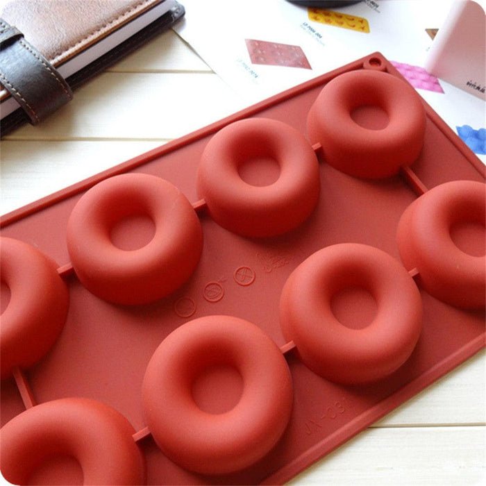 8 Holes Donut Silicone Cupcake Baking Mold Cake Pans Biscuit Cookie Doughnut Molds Doughnut Mould Chocolate Molds Cavity Silicone Mini Donut Pan Muffin Cups Cake Baking Biscuit Mold