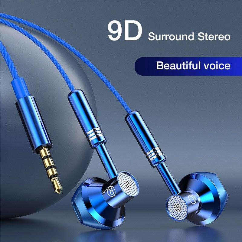 9D Stereo Earphones Mic Headphone Headset In-ear Wired Headphones Bass Wire Earphone Earbud Phone Headset With Microphone Wired Earbuds Noise Isolating in-Ear Headphones Earphones with Mic Volume Control Plug for Sports Workout Compatible